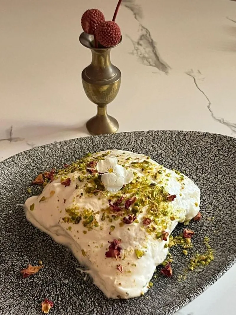 Ek mek dessert with pistachio at Nostos