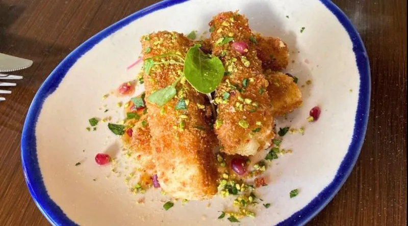 Pistachio-crusted halloumi at Nostos